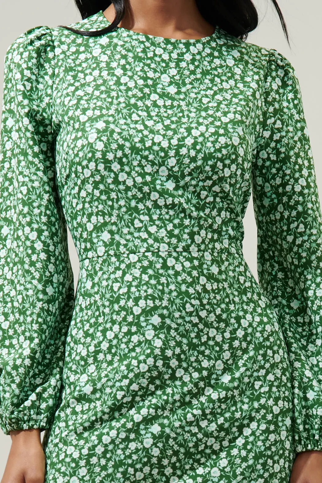 Adieu Floral Ruffle Flounce Mini Dress