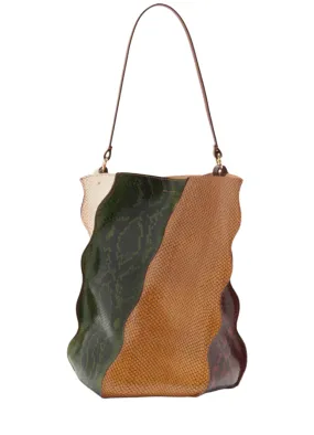 Adria Pleated Wave Bucket Bag in Agate