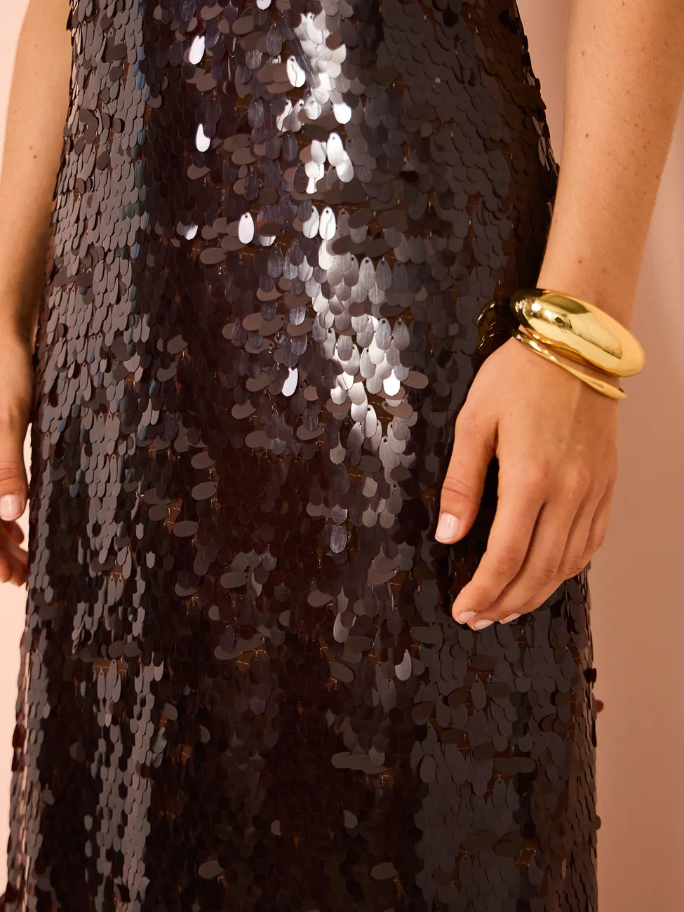 Alemais Geanie Sequin Gown in Chocolate