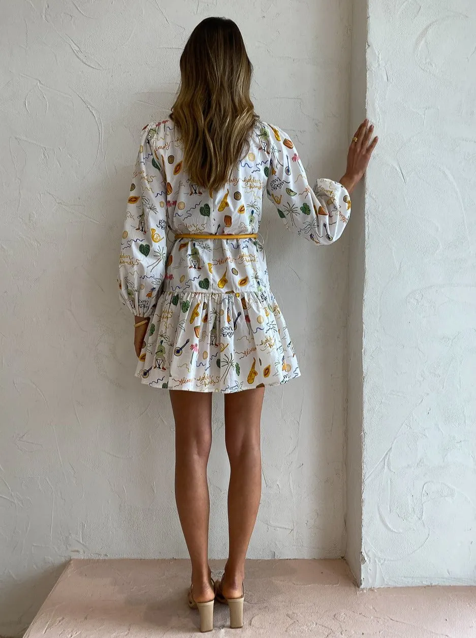Alemais Golden Hands Smock Mini Dress Multi