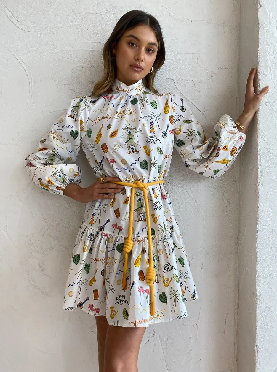 Alemais Golden Hands Smock Mini Dress Multi