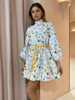 Alemais Golden Hands Smock Mini Dress Multi