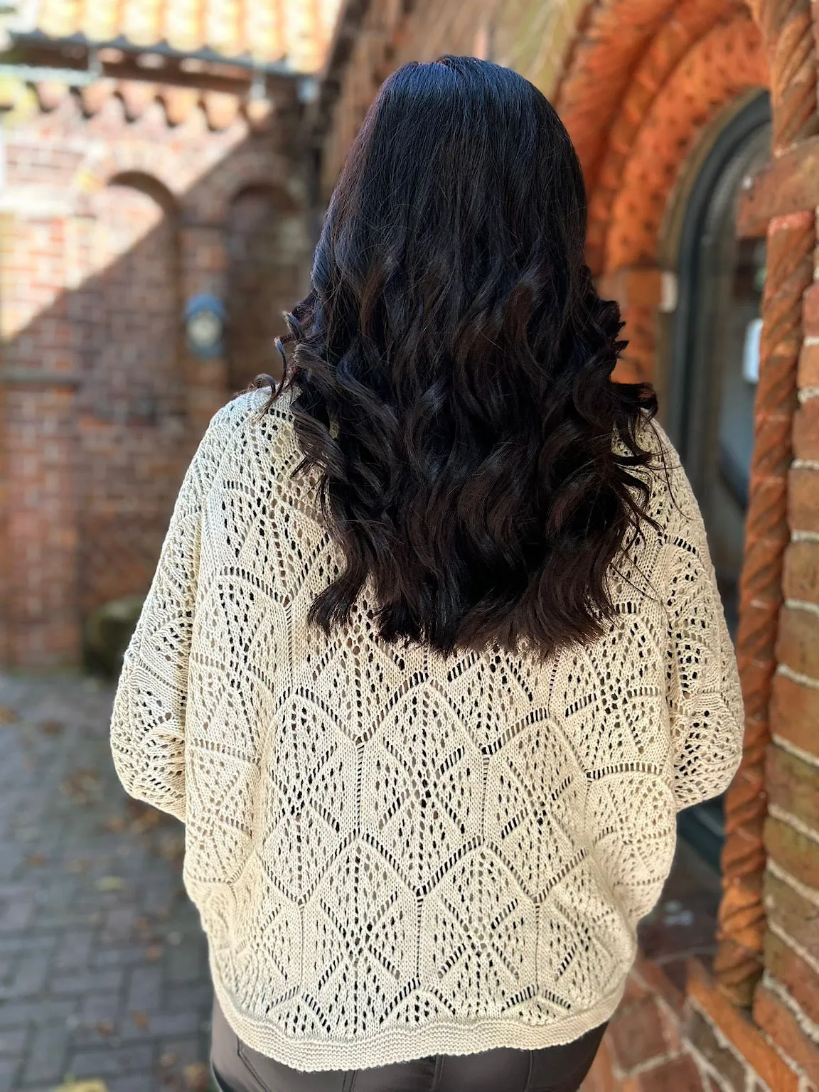 Antique Cream Patterned Crochet Jacket Tia