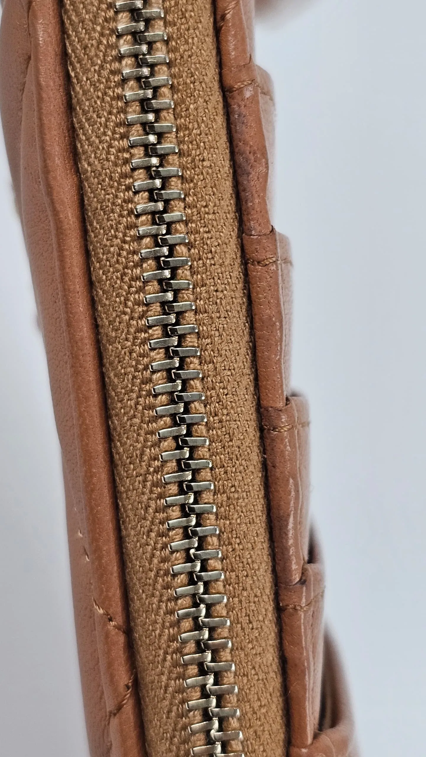 AP1182 Dark Beige Quilted Lambskin Leather Chanel 19 Phone & Card Holder