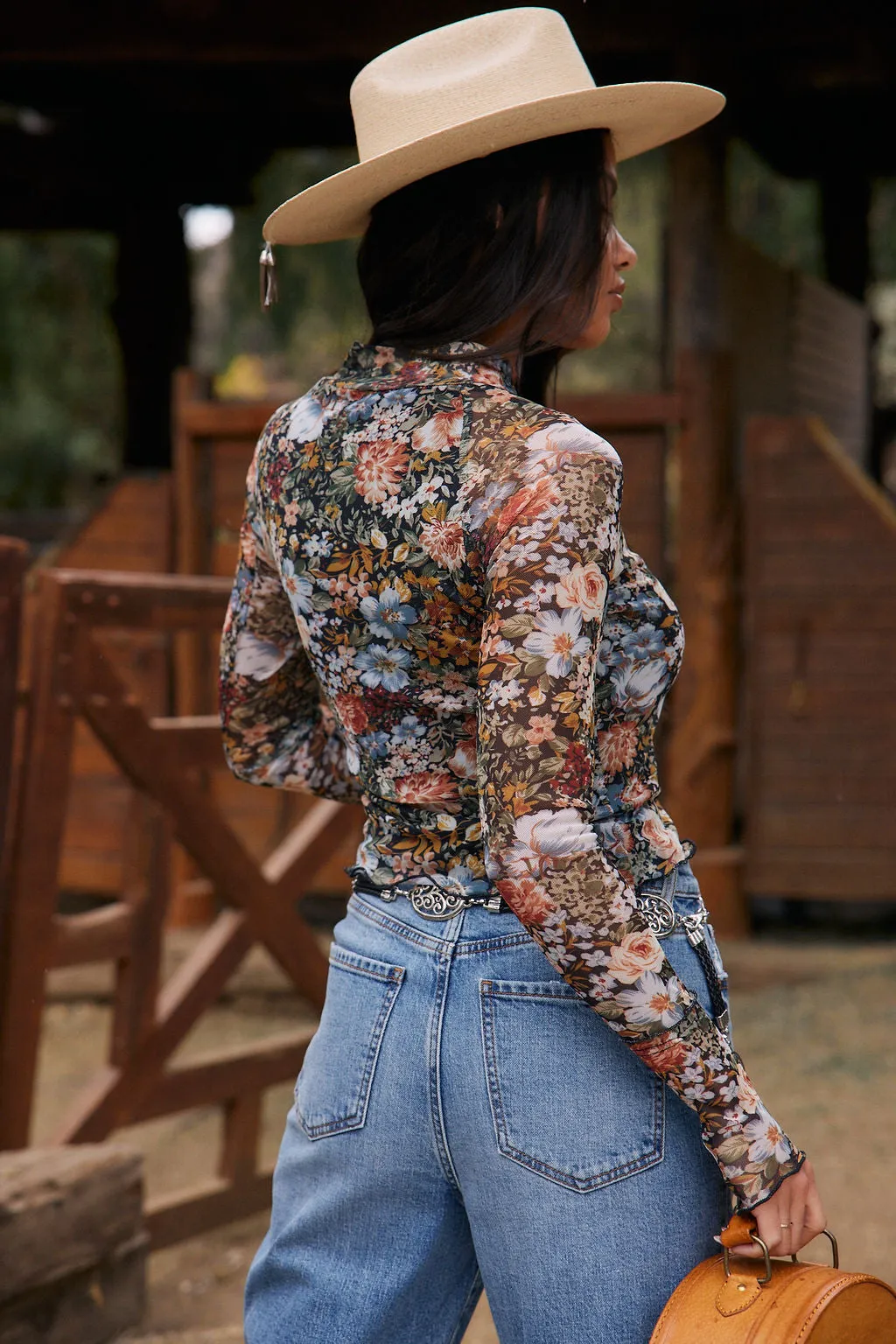 Astrid Floral Mesh Long Sleeve Top