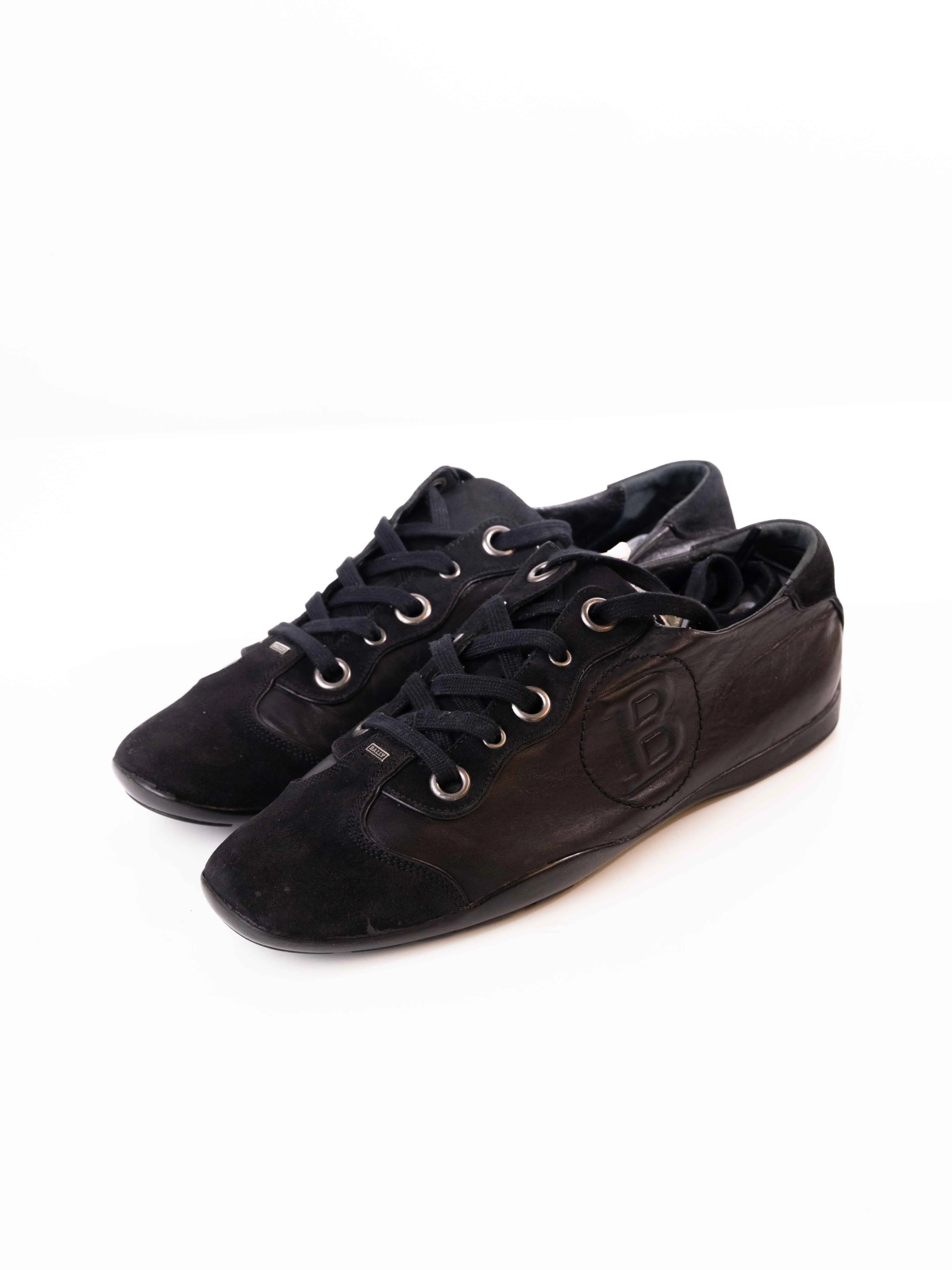 BALLY LEATHER LOW TRAINERS -BLACK
