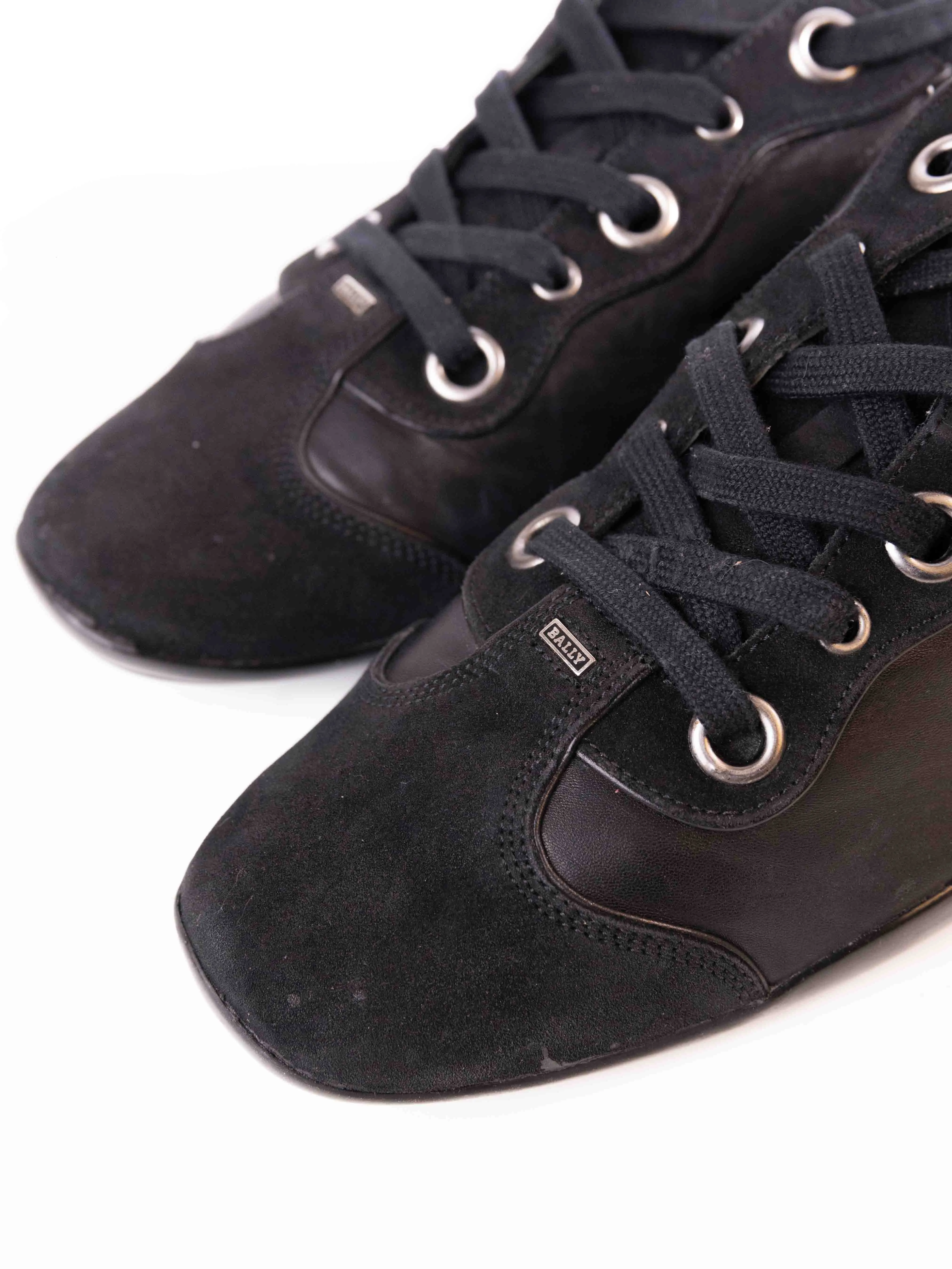 BALLY LEATHER LOW TRAINERS -BLACK