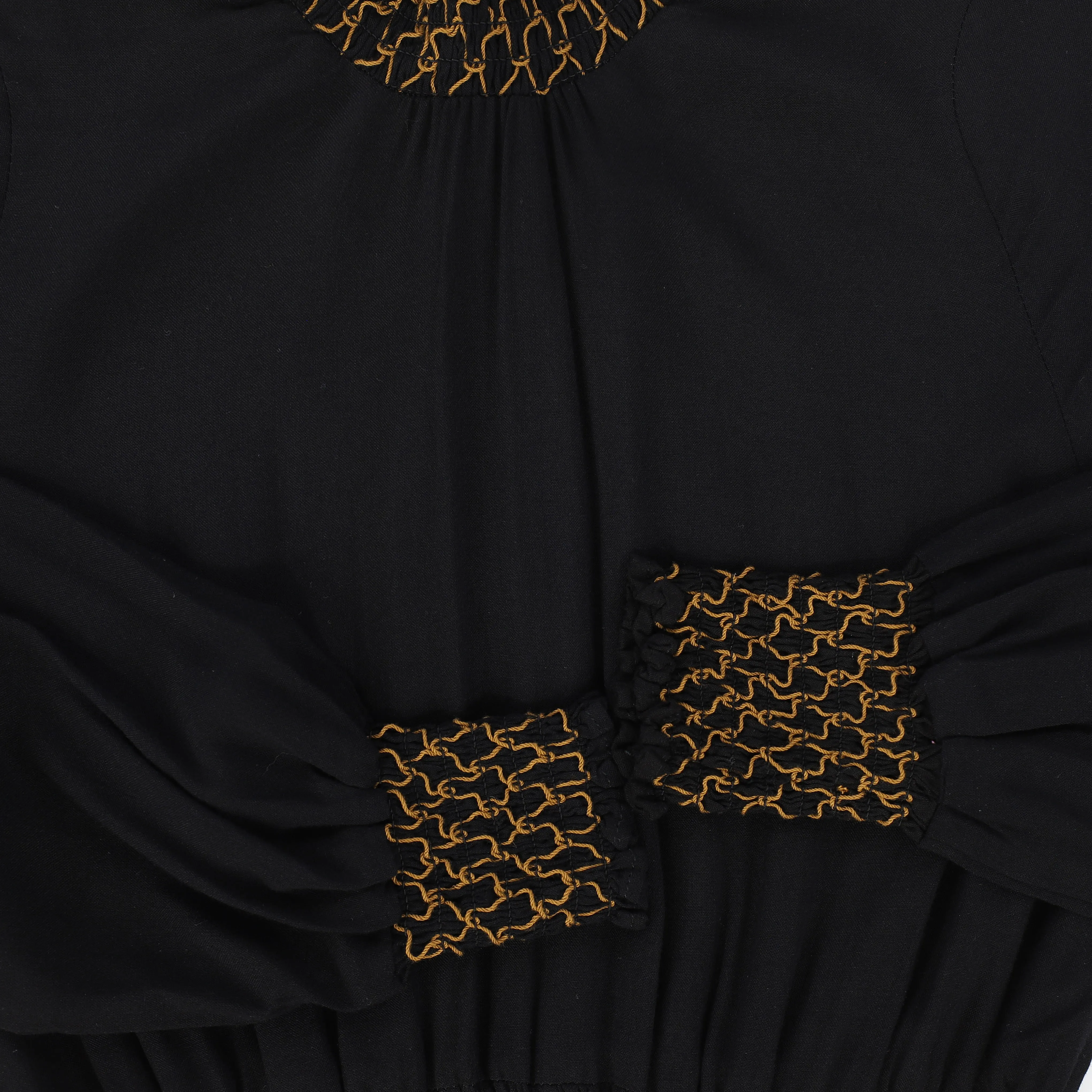Bamboo Black Contrast Stitching Smocked Maxi Dress