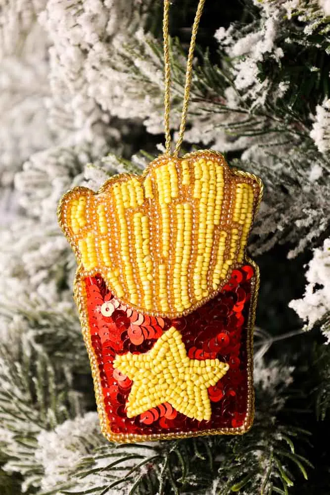 Beaded Box Of Fries Christmas Decoration