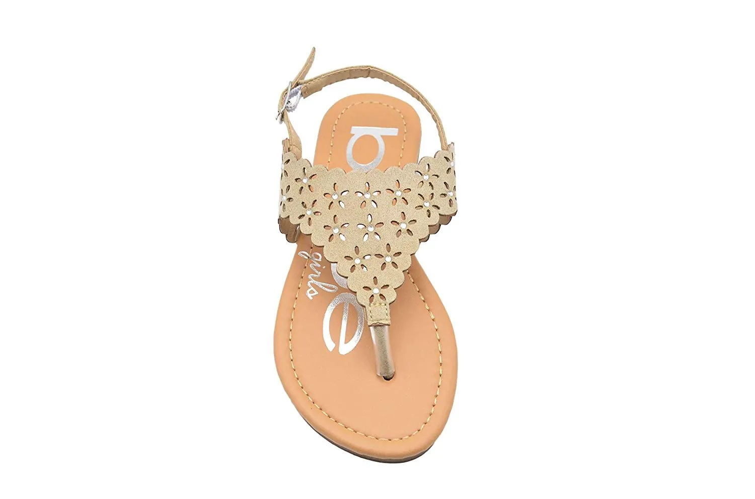 bebe Girls Fashion Sandals Scalloped Perforated Slingback T Strap Flats