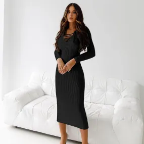 BerriesJam - 2024 Y2K Elegant Sexy Crochet Long Sleeve Christmas Dress