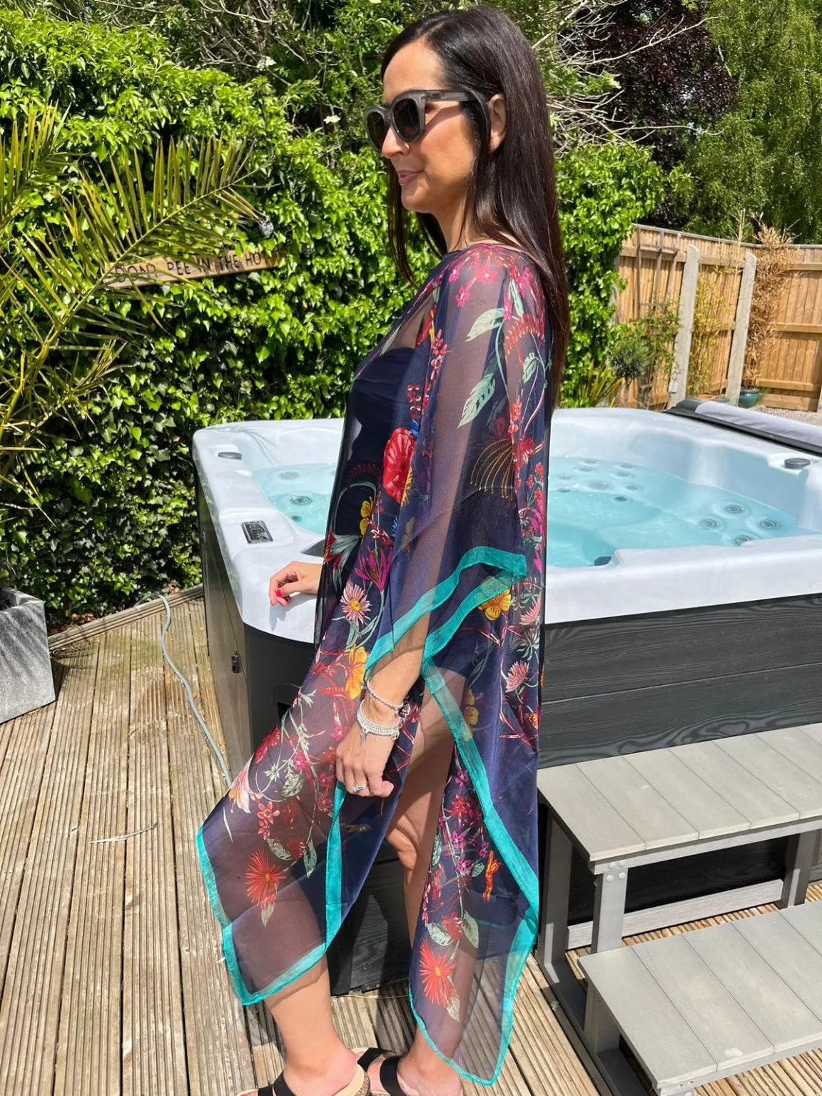 Birds and Flowers Sheer Cape Leanne