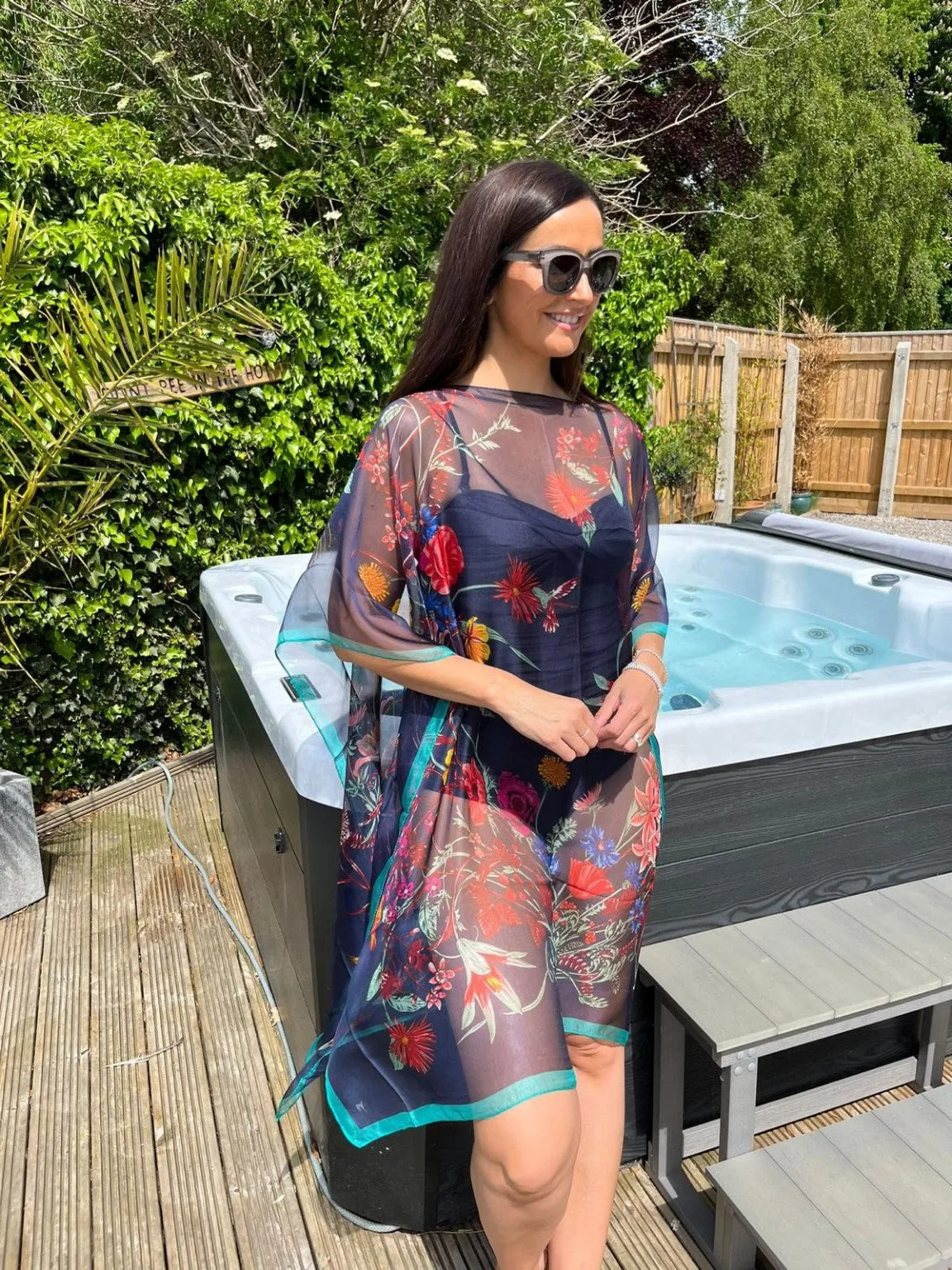 Birds and Flowers Sheer Cape Leanne