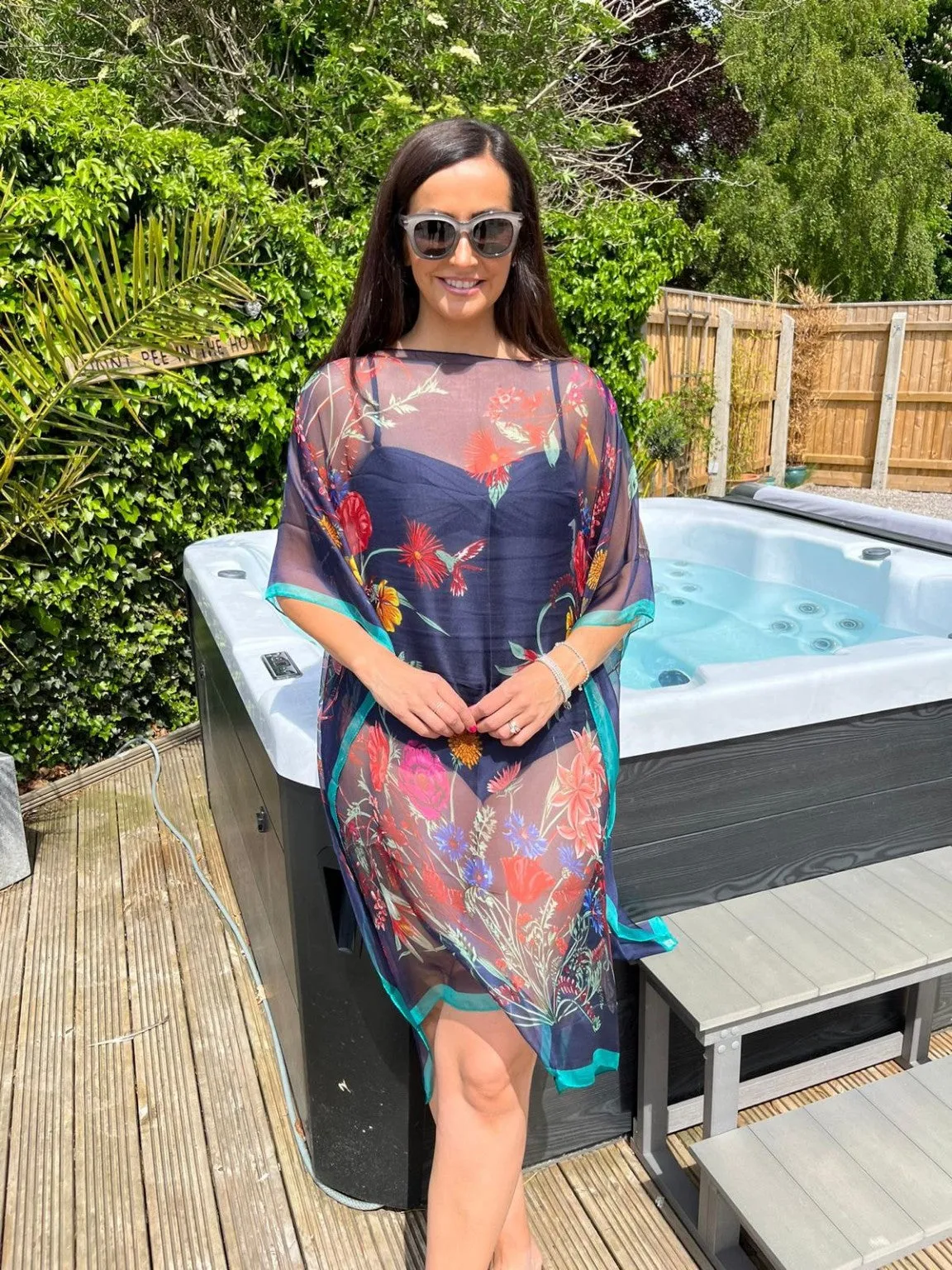 Birds and Flowers Sheer Cape Leanne