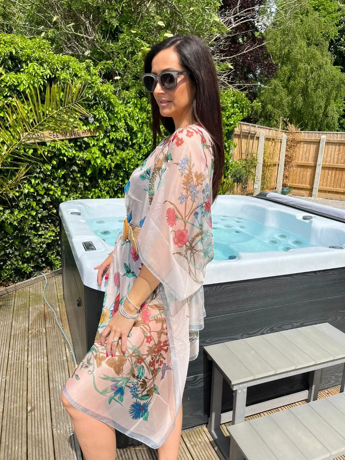 Birds and Flowers Sheer Cape Leanne