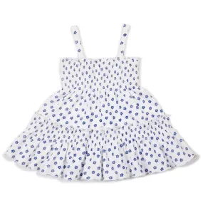 Brava Bambini Smocked Sundress - Blue Flower Print