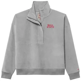 BSU Cardinals Women's League Embroidery Grey Half-Zip Jacket