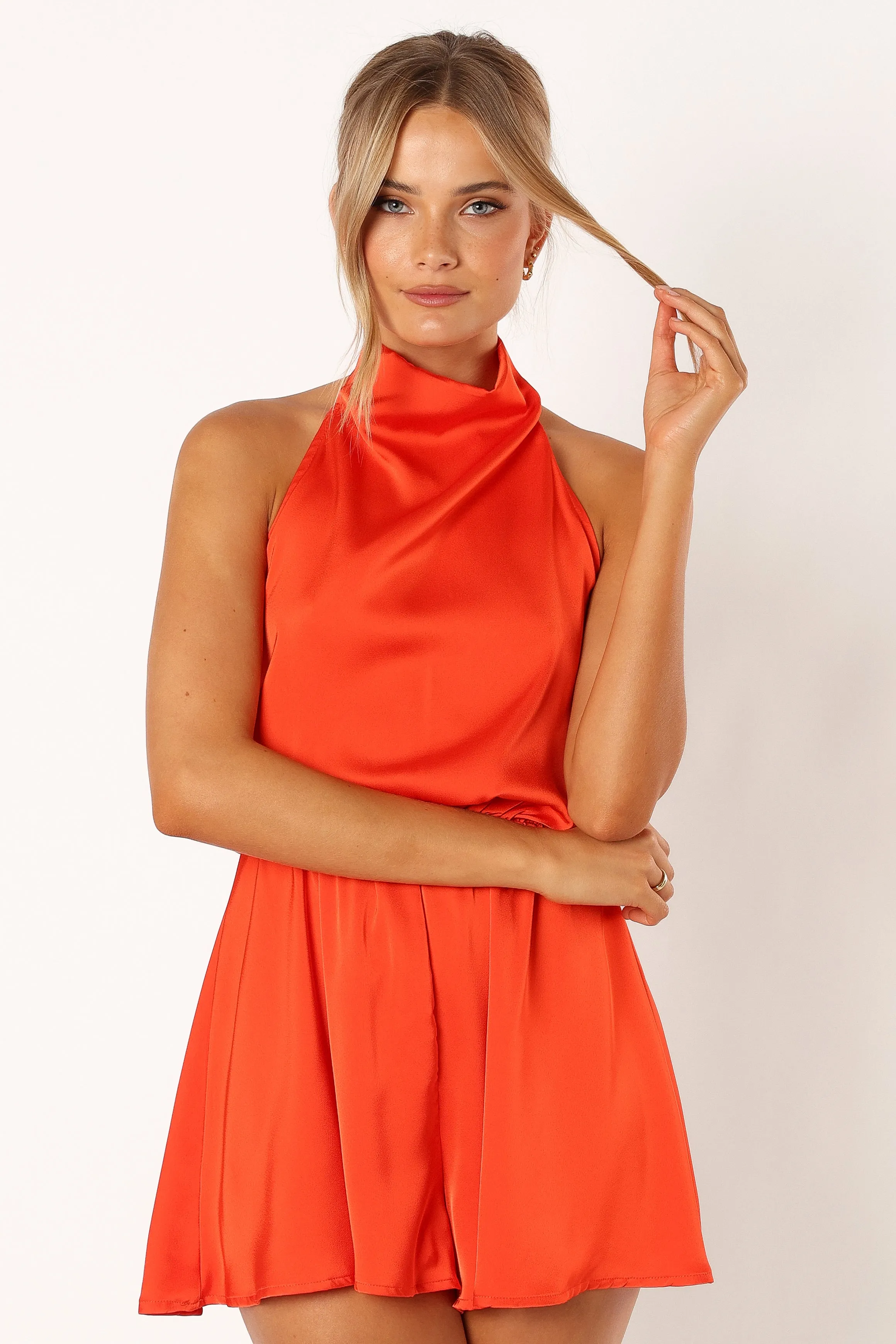 Cami Halter Playsuit - Red