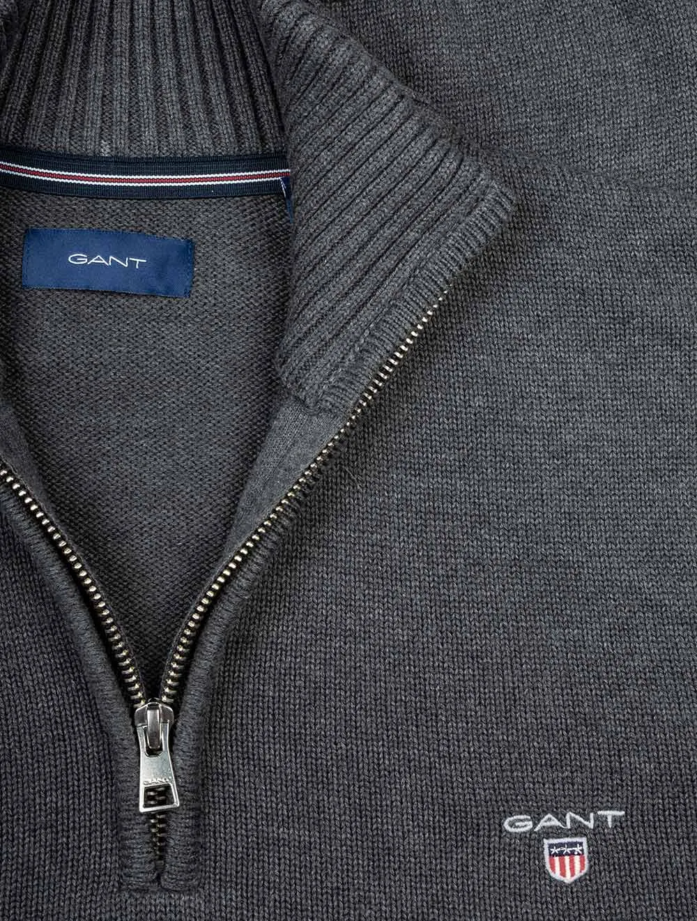 Casual Cotton Half Zip Antracite Melange