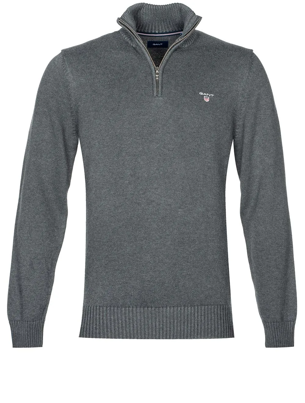 Casual Cotton Half Zip Antracite Melange