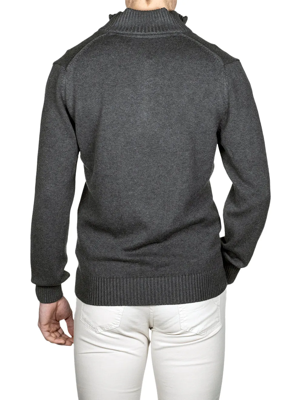 Casual Cotton Half Zip Antracite Melange