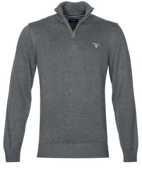 Casual Cotton Half Zip Antracite Melange