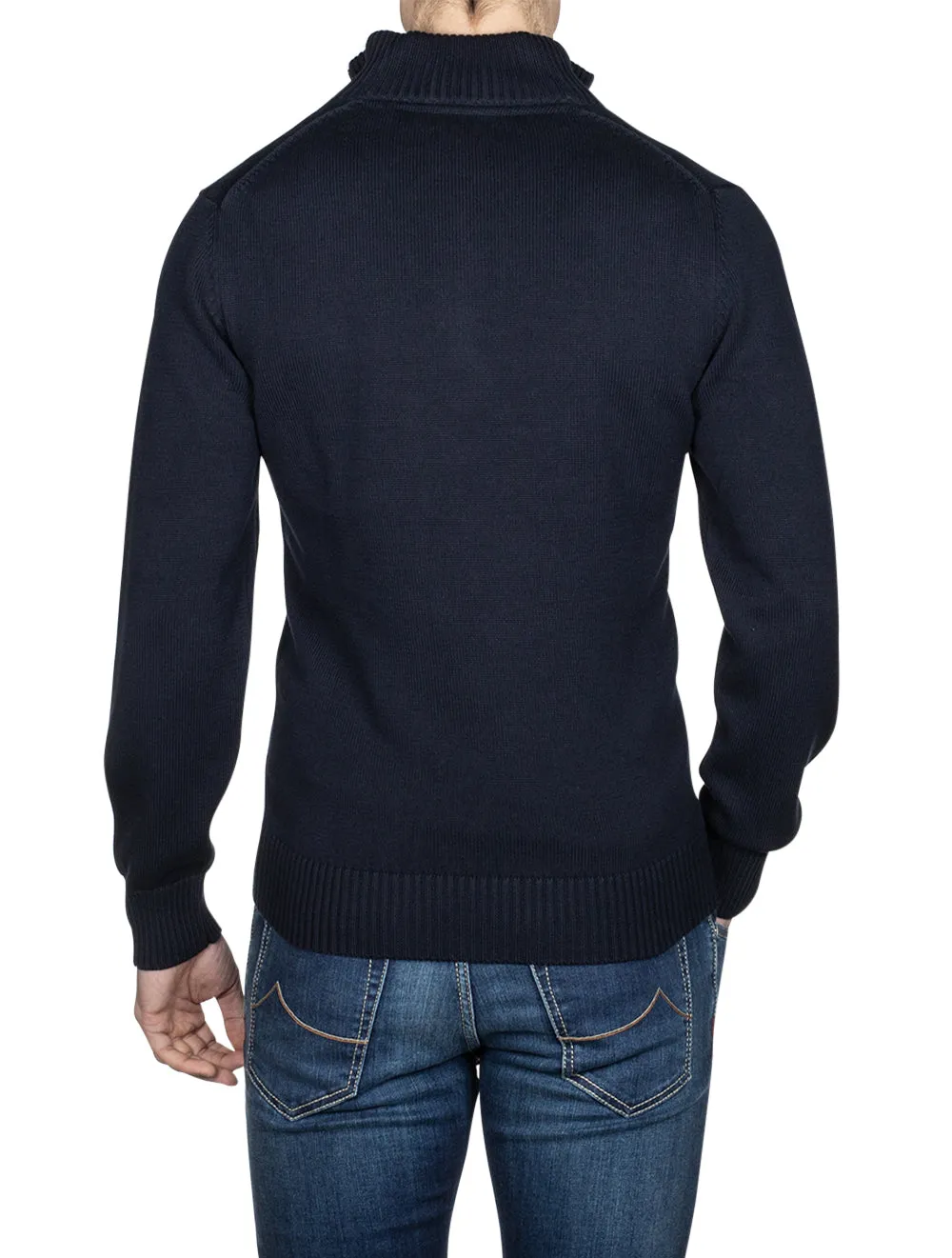 Casual Cotton Half Zip Evening Blue