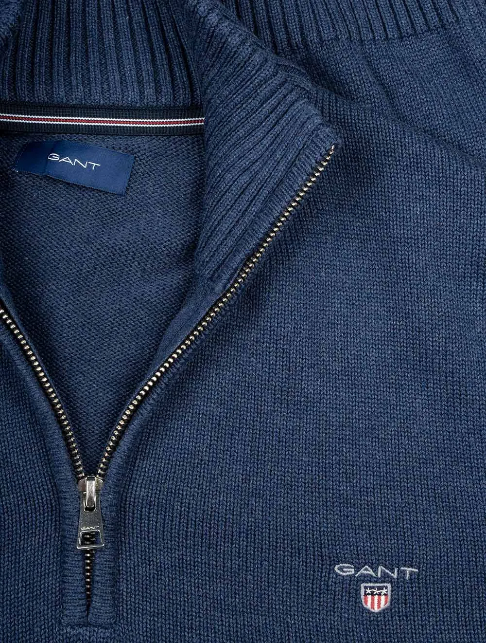 Casual Cotton Half Zip Marine Melange