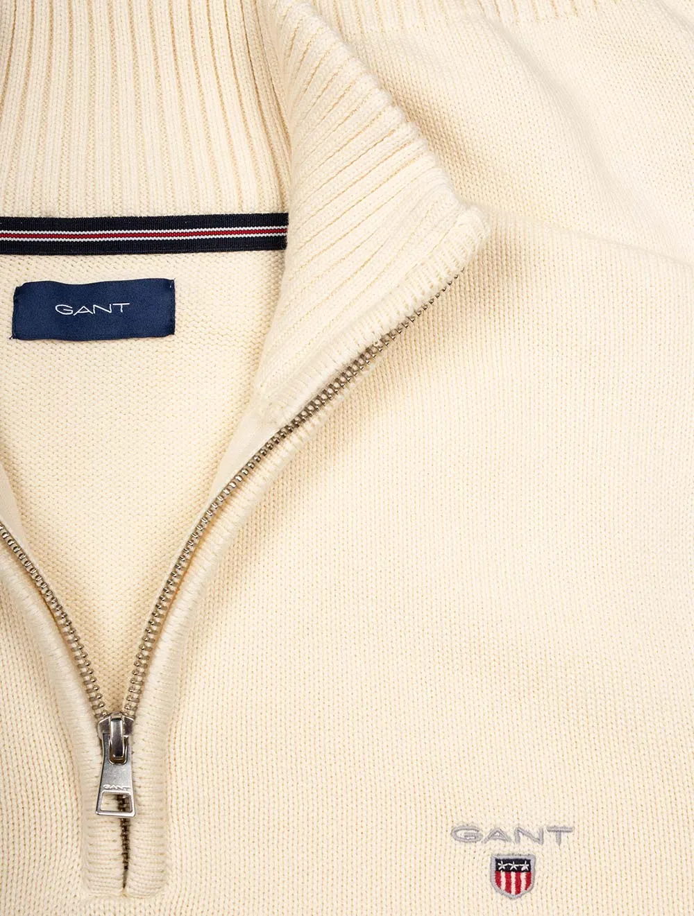 Casual Cotton Half-Zip Sweater Cream