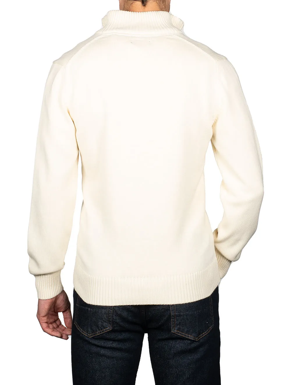Casual Cotton Half-Zip Sweater Cream