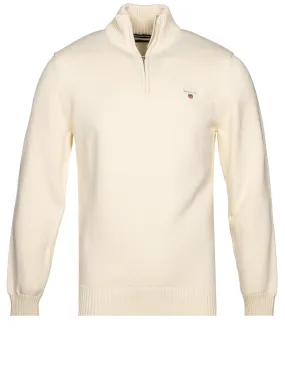 Casual Cotton Half-Zip Sweater Cream