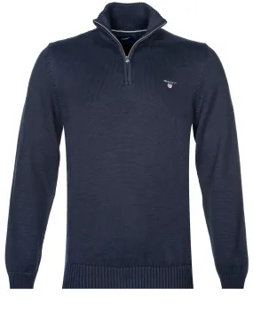 Casual Cotton Half-Zip Sweater Evening Blue