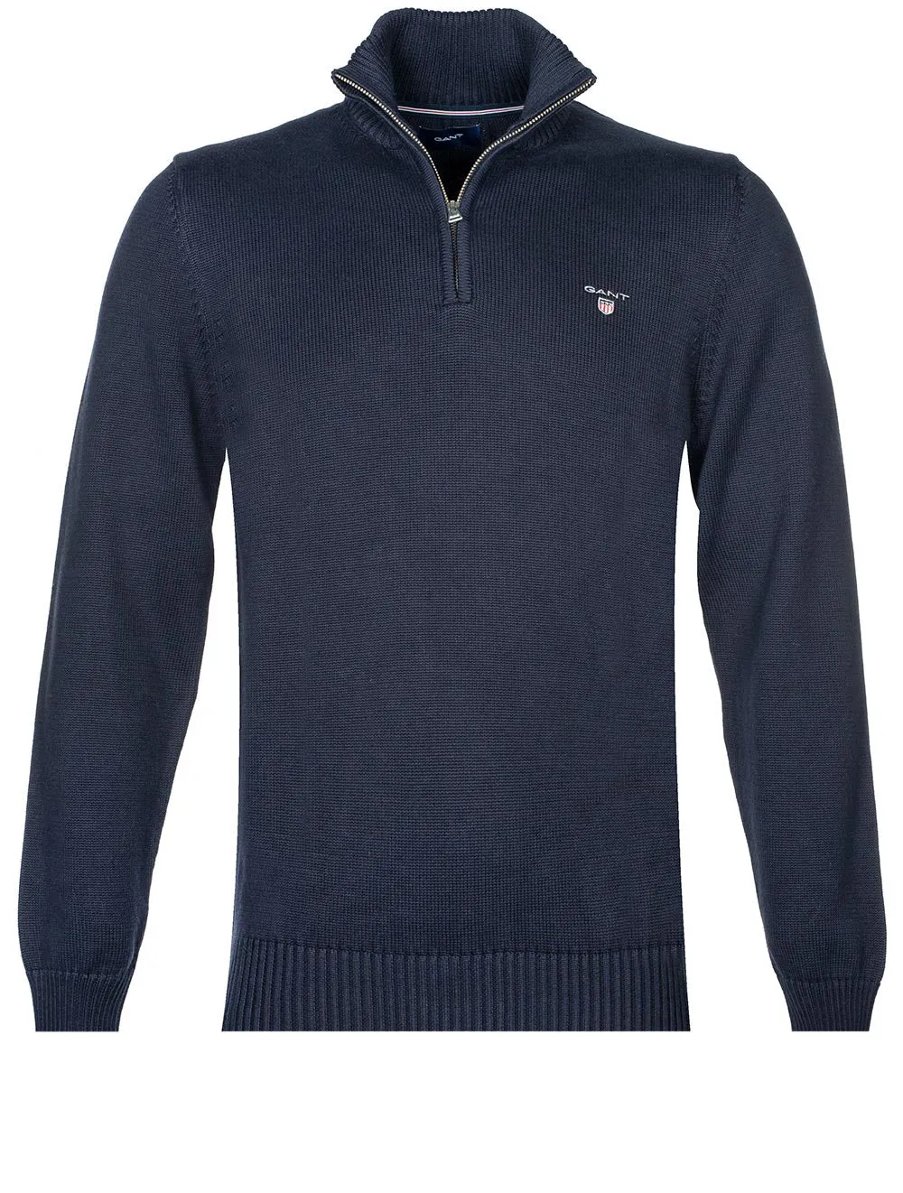 Casual Cotton Half-Zip Sweater Evening Blue