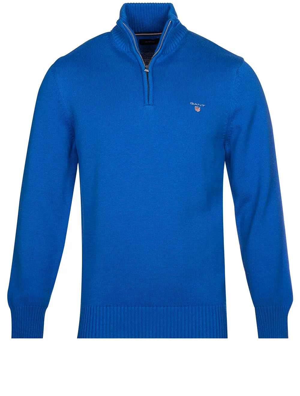 Casual Cotton Half-Zip Sweater Lapis Blue