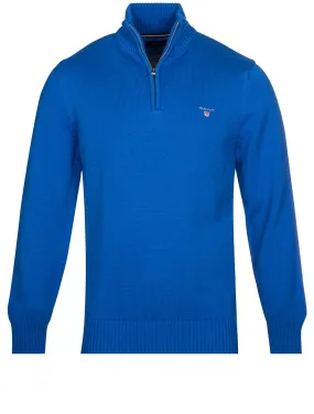 Casual Cotton Half-Zip Sweater Lapis Blue