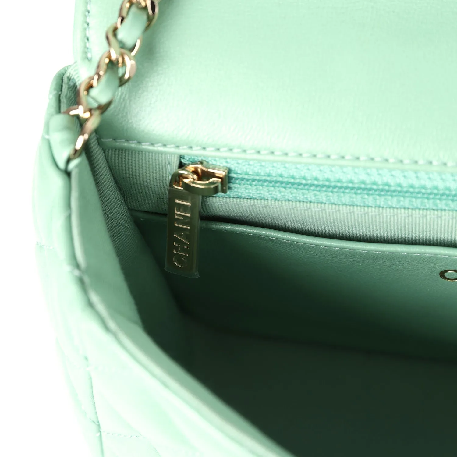 Chanel Candy Heart Mini Flap Bag Turquoise Lambskin Enamel and Light Gold Hardware