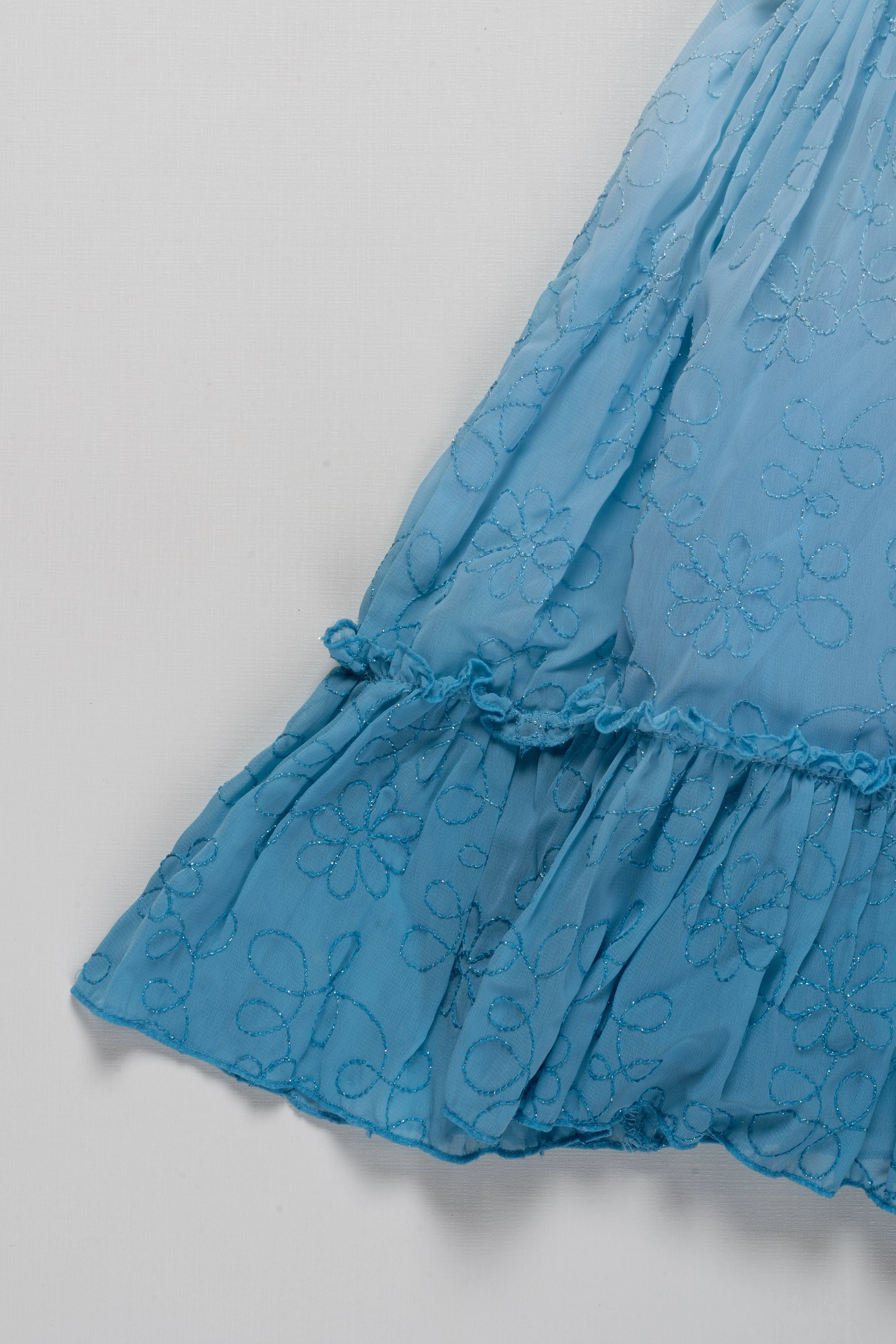 Charming Blue Ombre Floral Dress for Girls