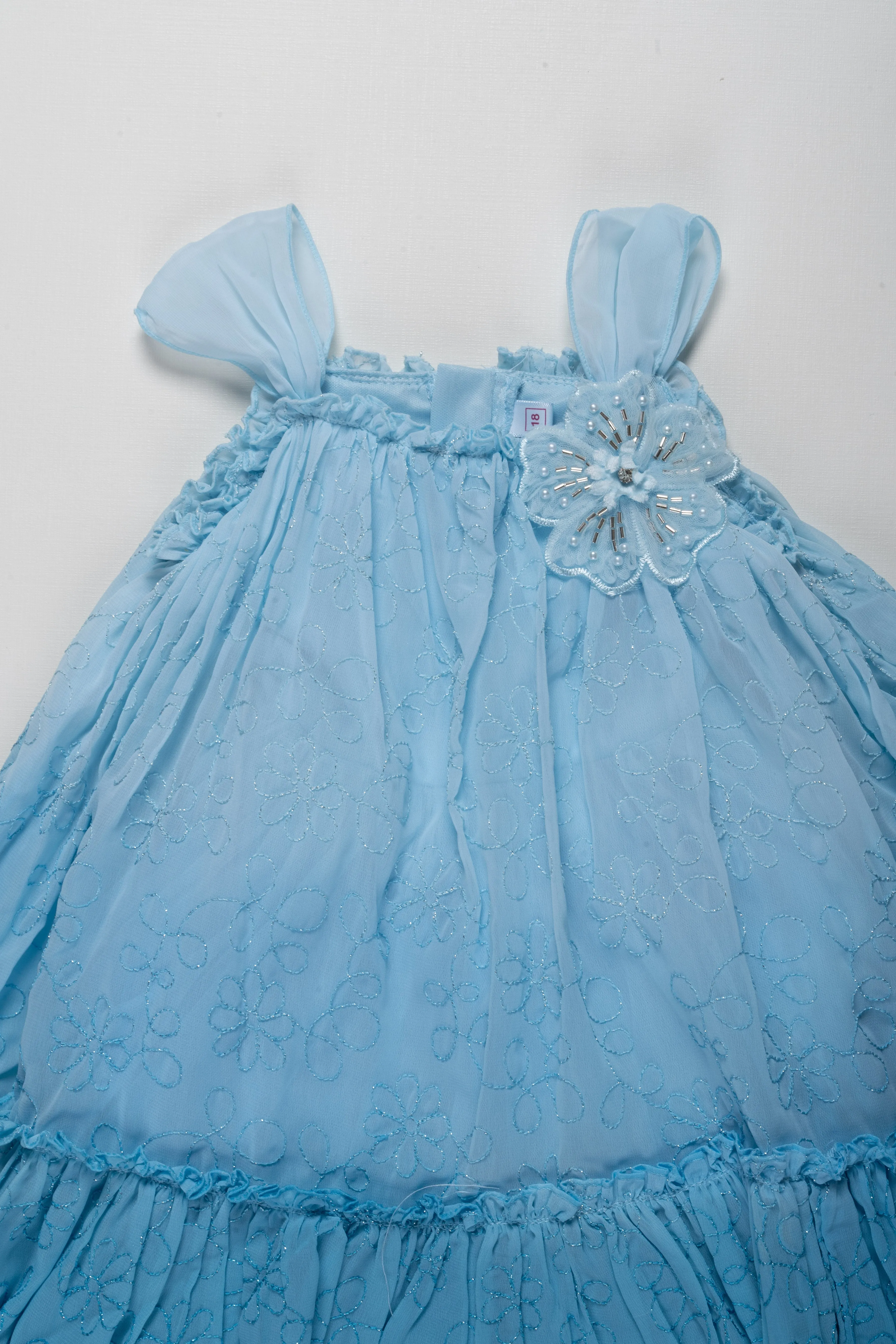 Charming Blue Ombre Floral Dress for Girls