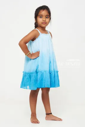 Charming Blue Ombre Floral Dress for Girls