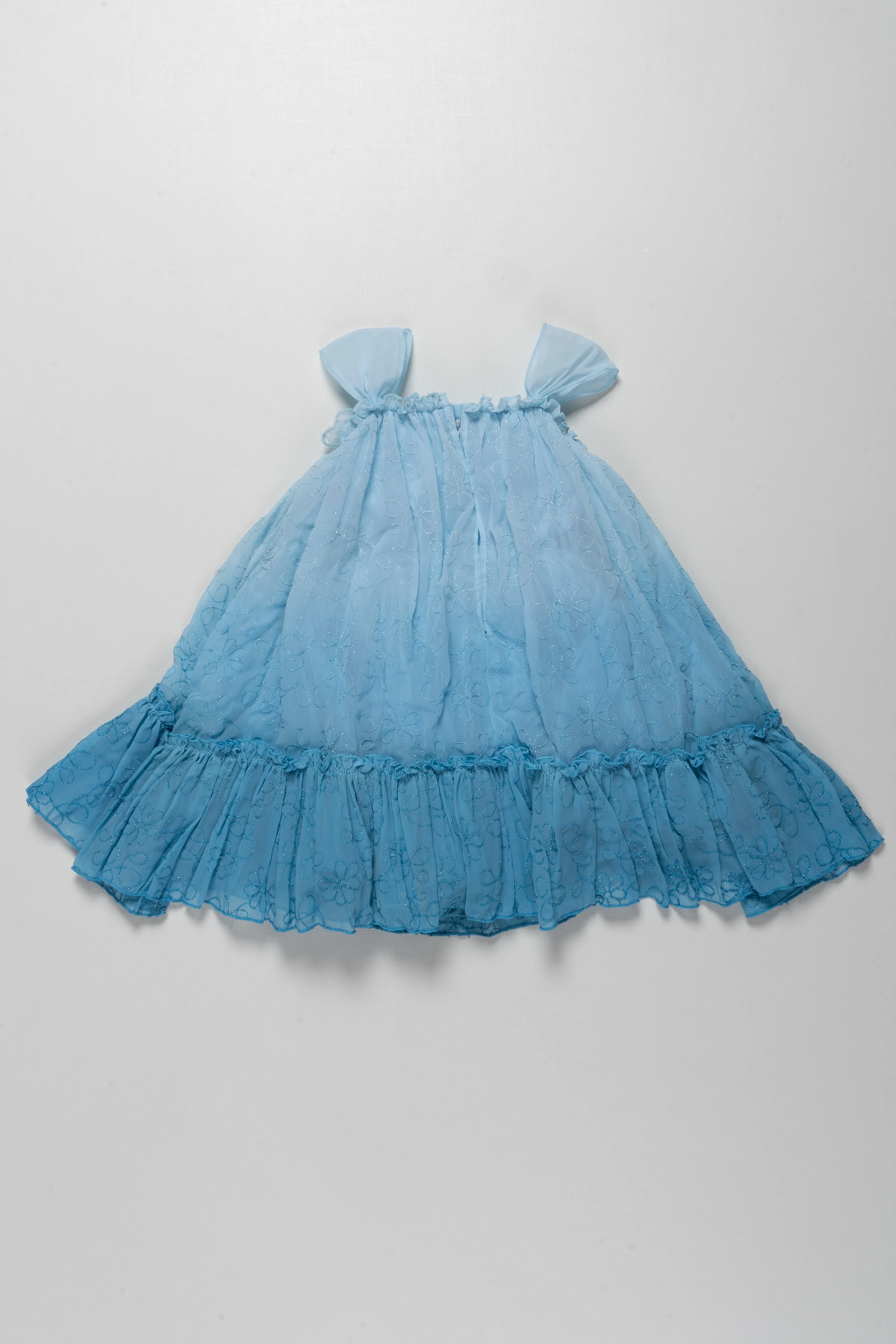 Charming Blue Ombre Floral Dress for Girls
