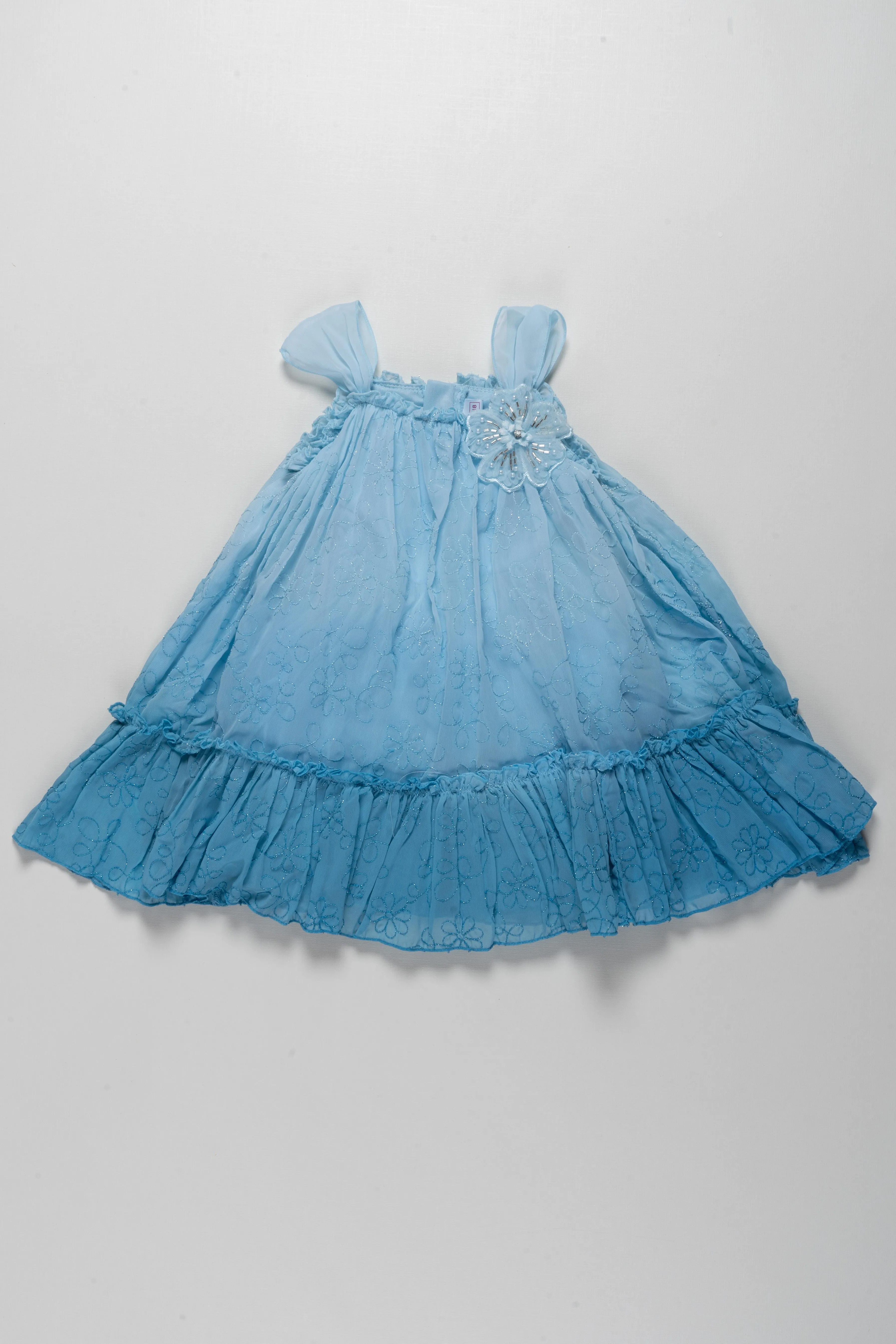 Charming Blue Ombre Floral Dress for Girls