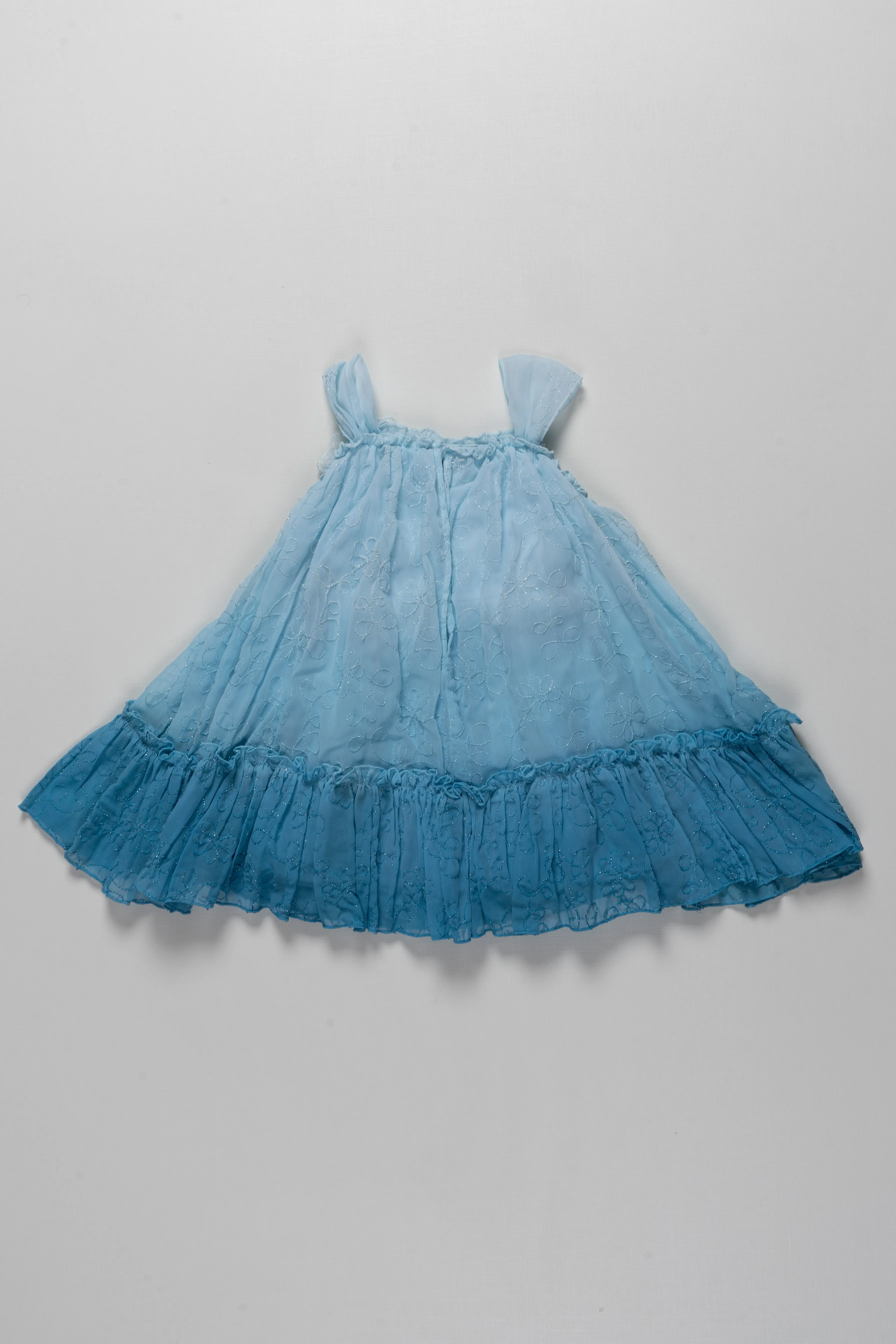 Charming Blue Ombre Floral Dress for Girls