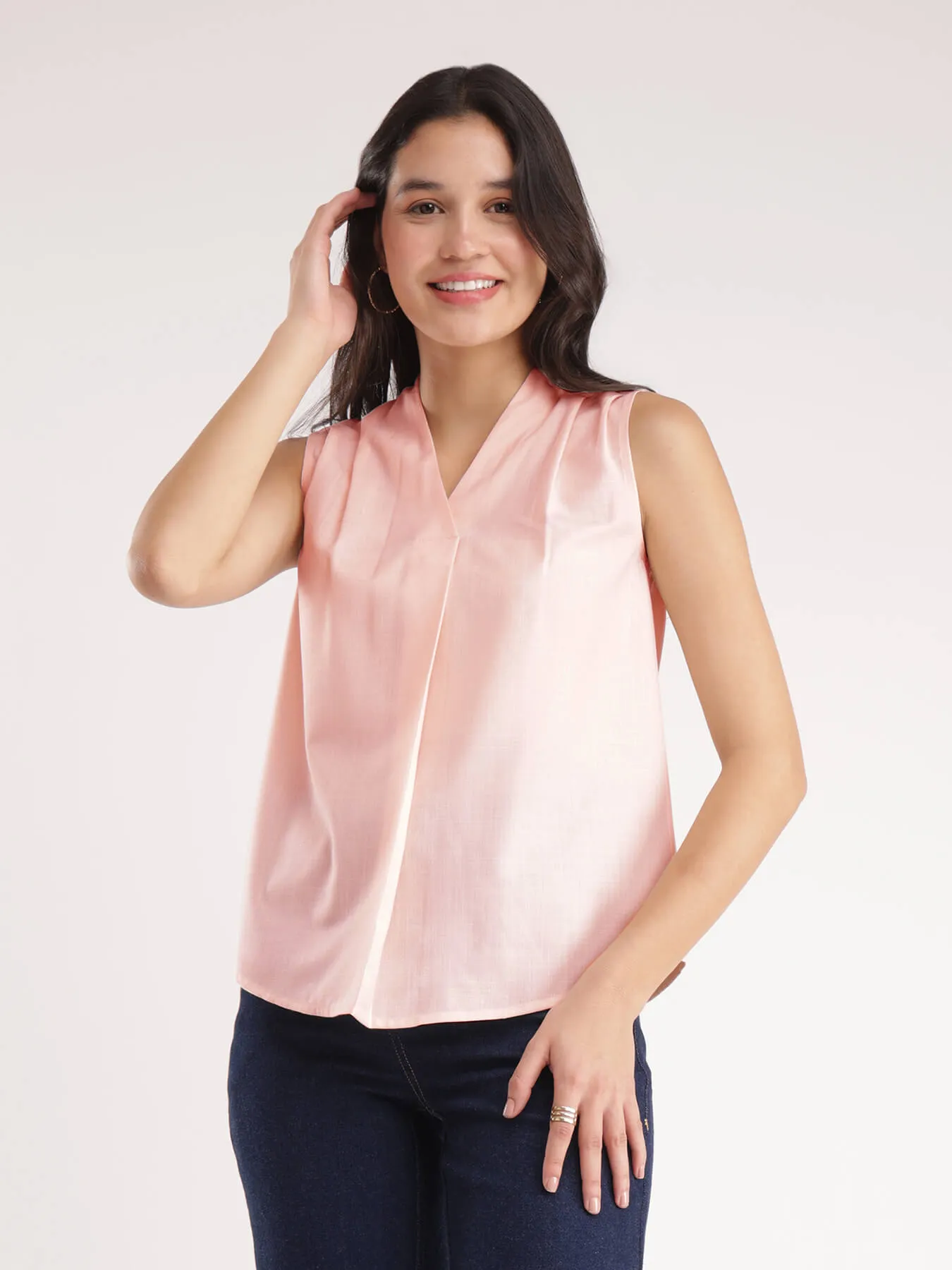 Cotton Pleated Top - Pink