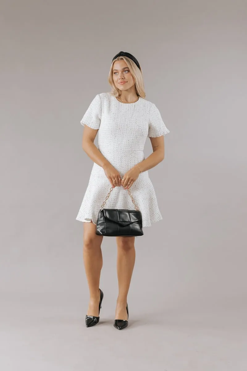 Cream Sequin Tweed Mini Dress - FINAL SALE
