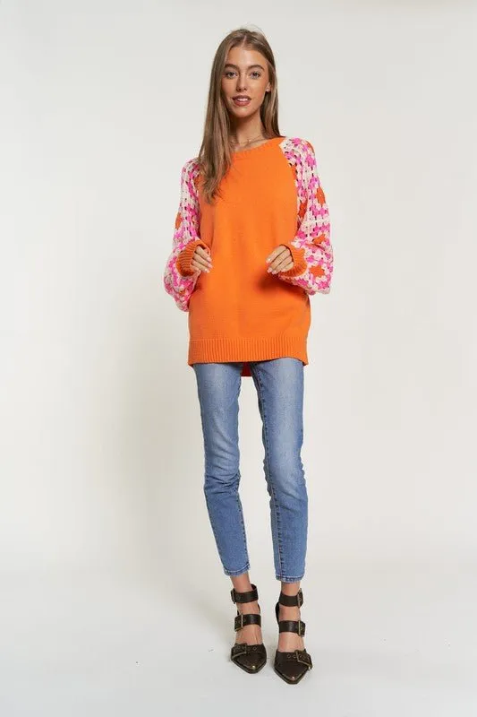 Crochet Sleeve Knit Top - FINAL SALE
