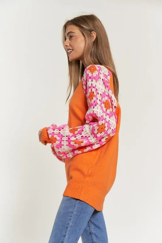 Crochet Sleeve Knit Top - FINAL SALE