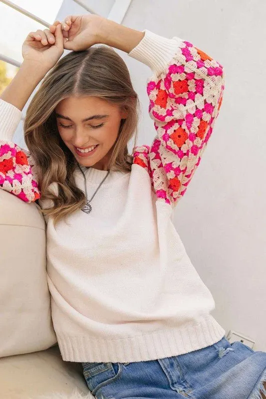 Crochet Sleeve Knit Top - FINAL SALE