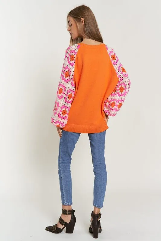 Crochet Sleeve Knit Top - FINAL SALE