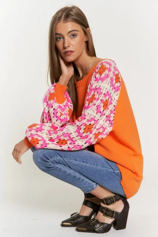 Crochet Sleeve Knit Top - FINAL SALE