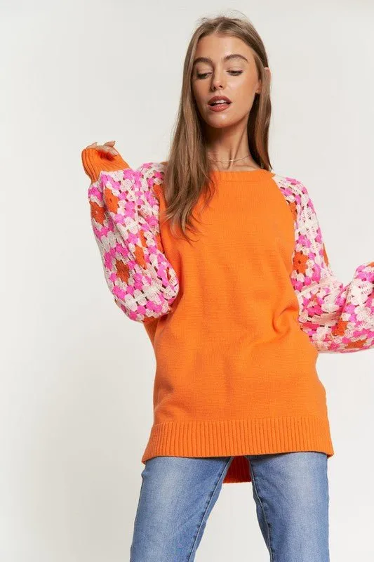 Crochet Sleeve Knit Top - FINAL SALE